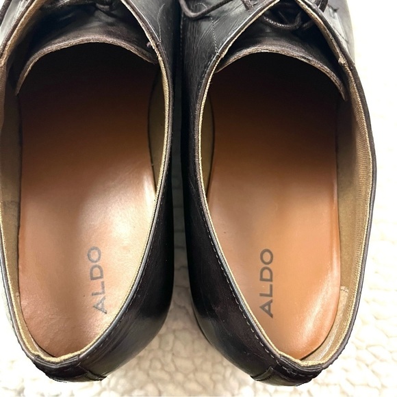 Aldo Ancede Leather Dark Brown & Black Lace Up Almond Toe Dress Shoes Size 12 - Picture 10 of 14
